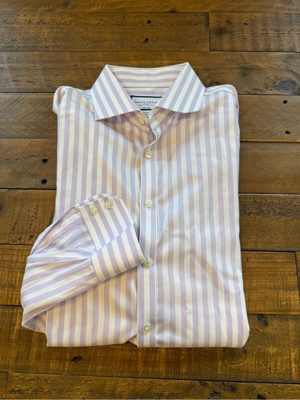 Charles Tyrwhitt Lavender and White Striped Dress Shirt